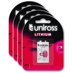 Uniross lot de 4 packs de 1 pile lithium 9v - block l522 24 - lf, iec - fr03, 9v