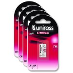 Uniross lot de 4 packs de 1 pile lithium cr123a, 3v