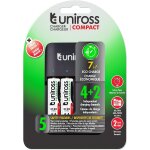 Uniross chargeur compact - 1  4 piles aa / aaa / 9v + 4 piles aa rechargeable inclus