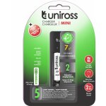 Uniross chargeur mini pour 1  2 piles aa / aaa + 2 piles aaa rechargeables inclus
