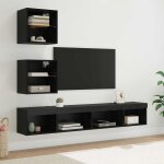 Unit�s murales tv avec led 5 pcs ch�ne noir 100 x 30 x 30 cm