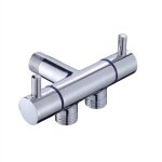 Vanne triangulaire en cuivre une - en - deux - sortie a double angle de commande, d�viateur pour lavabo, ...