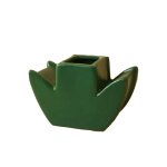 Vase en cramique en forme de fleur pour salon, cuisine, bureau, dcor gomtrique, vert
