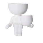 Vase en c�ramique pour plantes succulentes, petits pots de fleurs cr�atifs en forme humaine, blanc