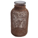 Vase  fleurs en verre paille, pot de fleurs dans le panier  fleurs ed pour arroser