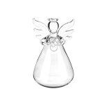 Vase a fleurs en verre transparent en forme d'ange, bouteille de face, pots de plantes florales, rcipient ...