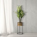 Vase en m�tal dor� avec base noire Ø 25x50 cm