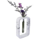 Vase tubulaire en forme de bourgeon de fleur fait a la main avec effet d'encre, d�coration et centre ...