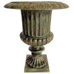 Vase vasque richelieu jardinière style medicis pot de fleur en fonte verte 41, 5x41, 5x50cm Vase vasque richelieu jardinière style medicis pot de fleur en fonte verte 41, 5x41, 5x50cm