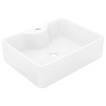 Vasque carr  trou pour robinet cramique blanc pour salle de bain