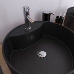 Vasque � poser ronde en c�ramique noire - diam�tre 41cm - hauteur 15cm - roll on dark