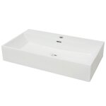 Vasque avec trou de robinet en céramique blanc 76x42, 5x14, 5 cm Vasque avec trou de robinet en céramique blanc 76x42, 5x14, 5 cm