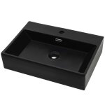 Vasque avec trou de robinet en cramique noir 76x42, 5x14, 5 cm