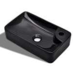 Vasque  trou pour robinet cramique noir pour salle de bain