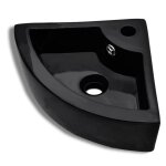 Vasque  trou de trop - plein / robinet cramique noir pour salle de bain