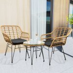 Vcm 5 pcs, set, chaise de jardin, chaise lounge, fauteuil, rotin, chaise de balcon, camping, coussin ...