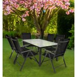 Vcm 7 pcs. ensemble de meubles de jardin alu verre ensemble de jardin groupe de repas table chaises 140 ...