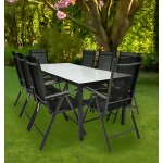 Vcm 9 pcs. ensemble de meubles de jardin alu verre ensemble de jardin groupe de repas table chaises 190 ...