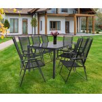 Vcm 9 - pices de meubles de jardin salon de jardin table en verre chaises a dossier haut ensemble 190s ...