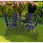 Vcm set de meubles de jardin en alu verre ensemble de jardin ensemble de repas table chaises 140 sw set ...