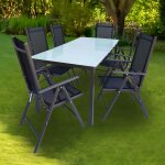 Vcm set de meubles de jardin en alu verre ensemble de jardin ensemble de salle a manger table chaises ...