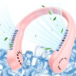 Ventilateur de cou usb 3 vitesse sans pales mini ventilateur portable - rose silencieux rechargeable ...