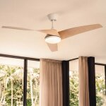 Ventilateur de plafond avec eclairage silencieux dc eubea blanc t�l�commande grand (entre 20�30 m) 132 ...