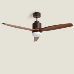 Ventilateur de plafond avec eclairage silencieux dc forest evo bois fonc� t�l�commande grand (entre 20�30 ...