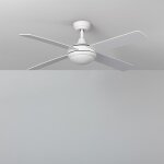 Ventilateur de plafond silencieux blanc navy 132cm moteur dc avec lumire tlcommande bois clair non ...