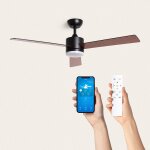 Ventilateur de plafond silencieux fleves 132cm motor dc avec lumire contrleur mural + tlcommande ...