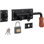 Verrou de portail droit avec cadenas - verrou de porte - 280 mm