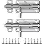 Verrou de porte 2 pices targette de porte targette acier inoxydable loquet coulissant avec vis loquet ...