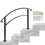 Vevor rampe d'escalier rglable main courante pour 3 marches en fer forg noir