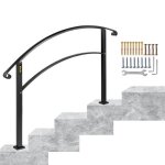 Vevor rampe d'escalier rglable main courante pour 4 marches en fer forg noir