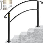Vevor rampe d'escalier rglable main courante pour 5 marches en fer forg noir