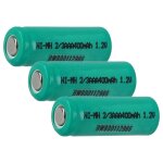 Vhbw 3x cellules de batterie remplacement pour 2 / 3aaa pour batteries - 400 mah, 1, 2 v, nimh