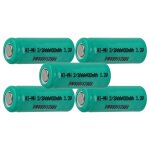 Vhbw 5x cellules de batterie remplacement pour 2 / 3aaa pour batteries - 400 mah, 1, 2 v, nimh