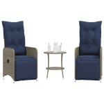 Vidaxl lot de 2 chaises de jardin inclinables avec table en r�sine tress�e grise