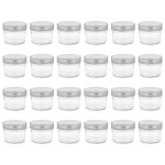 Vidaxl 24 pcs pots  confiture avec couvercles argents verre 110 ml