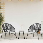 Vidaxl lot de 3 chaise de jardin noir rsine tresse