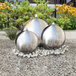 Vidaxl 3 pcs sph�res de fontaine de jardin avec led acier inoxydable