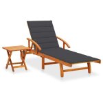 Vidaxl 3061617 chaise d'ext�rieur linge si�ge rembourr� bois d'acacia anthracite
