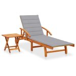 Vidaxl 3061618 chaise d'ext�rieur linge si�ge rembourr� bois d'acacia gris