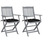 Vidaxl 3064531 chaise d'ext�rieur terrace si�ge rembourr� bois d'acacia noir