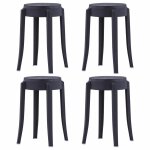 Vidaxl 4 pcs tabourets empilables noir plastique