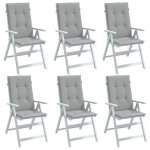 Vidaxl lot de 6 coussins de chaise a dossier haut, oreillers de balcon, coussins de siges patio jardin ...