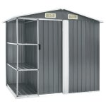 Vidaxl abri de jardin avec etagre gris 205x130x183 cm fer