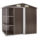 Vidaxl abri de jardin avec etagre marron 205x130x183 cm fer
