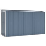 Vidaxl abri de jardin mural gris 118x288x178 cm acier galvanis
