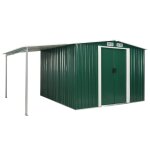Vidaxl abri de jardin  portes coulissantes vert 386x259x178 cm acier